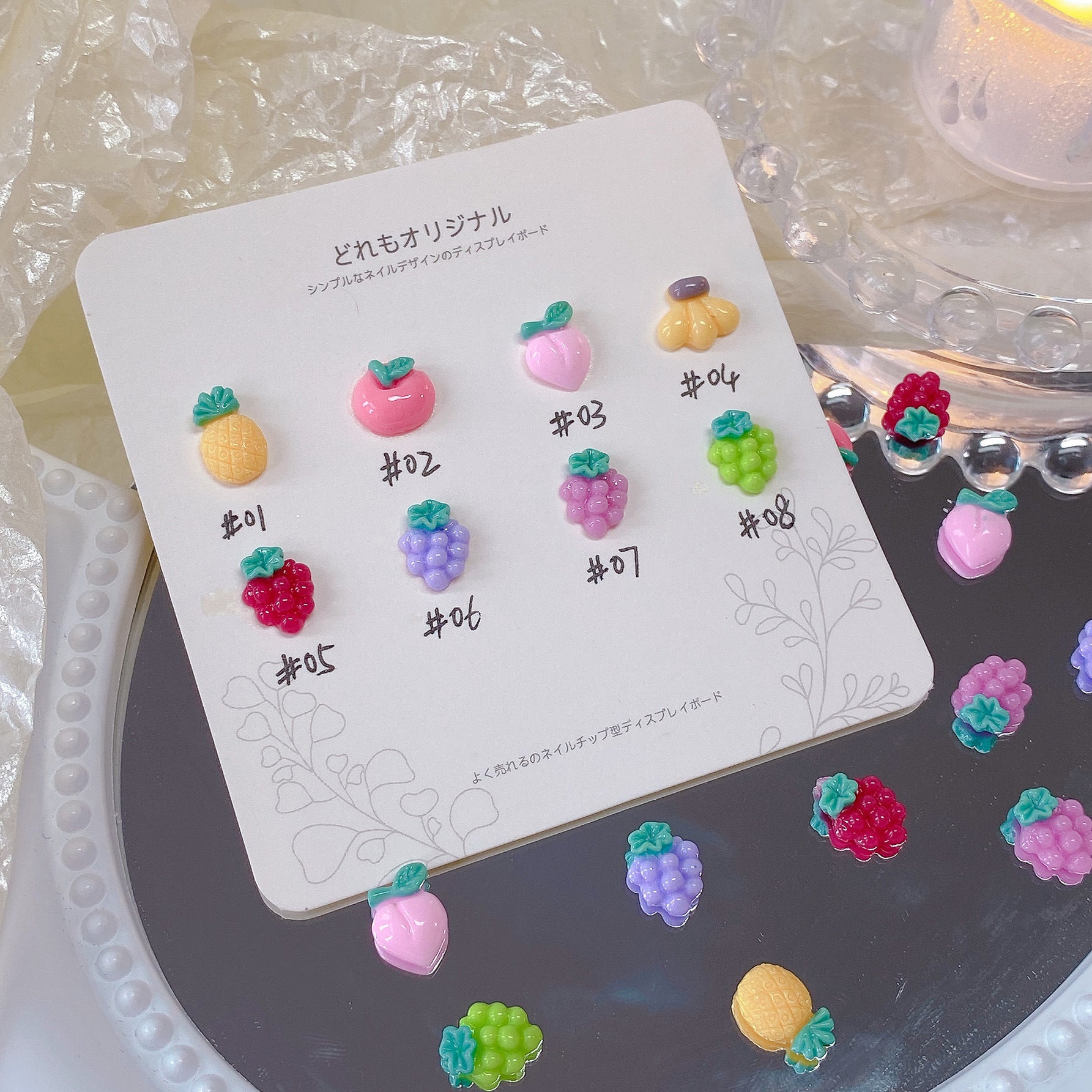 Wholesale 10PCS/Pack Cream Colored Fruit Resin Nail Stickers